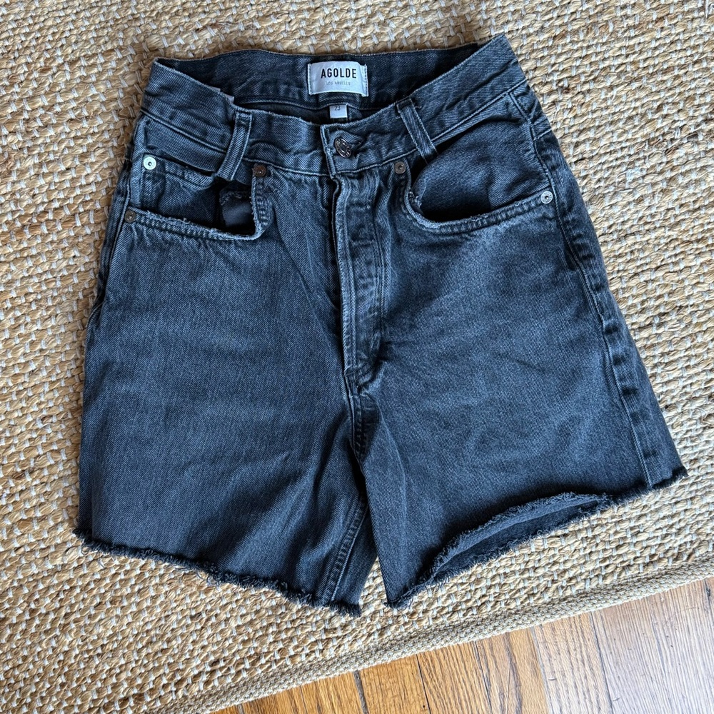 AGOLDE Black High-waisted Denim Shorts Size 23